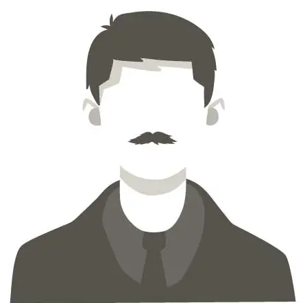 Illustrated male avatar with moustache — anonymous client testimonial